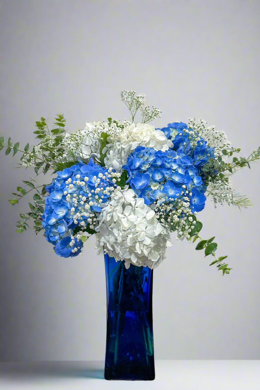 Blue & White Hydrangea Bouquet