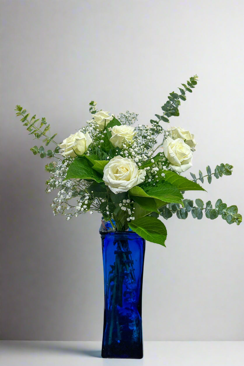 Half Dozen White Roses