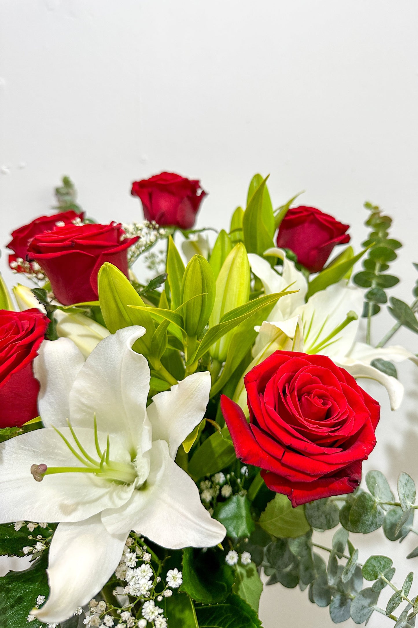 Half Dozen Red Roses & White Lilies