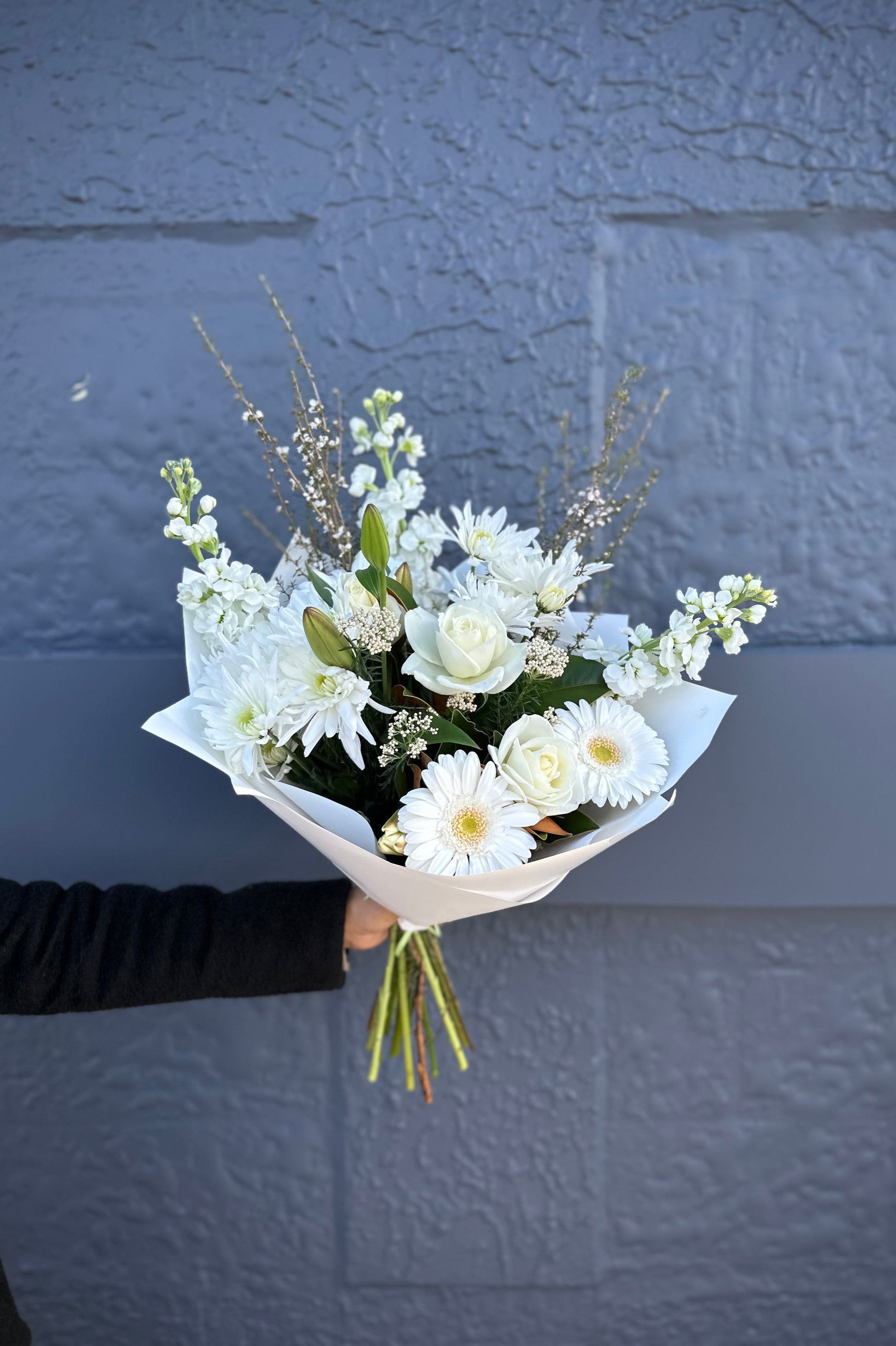 Green and White Bouquet - Front View