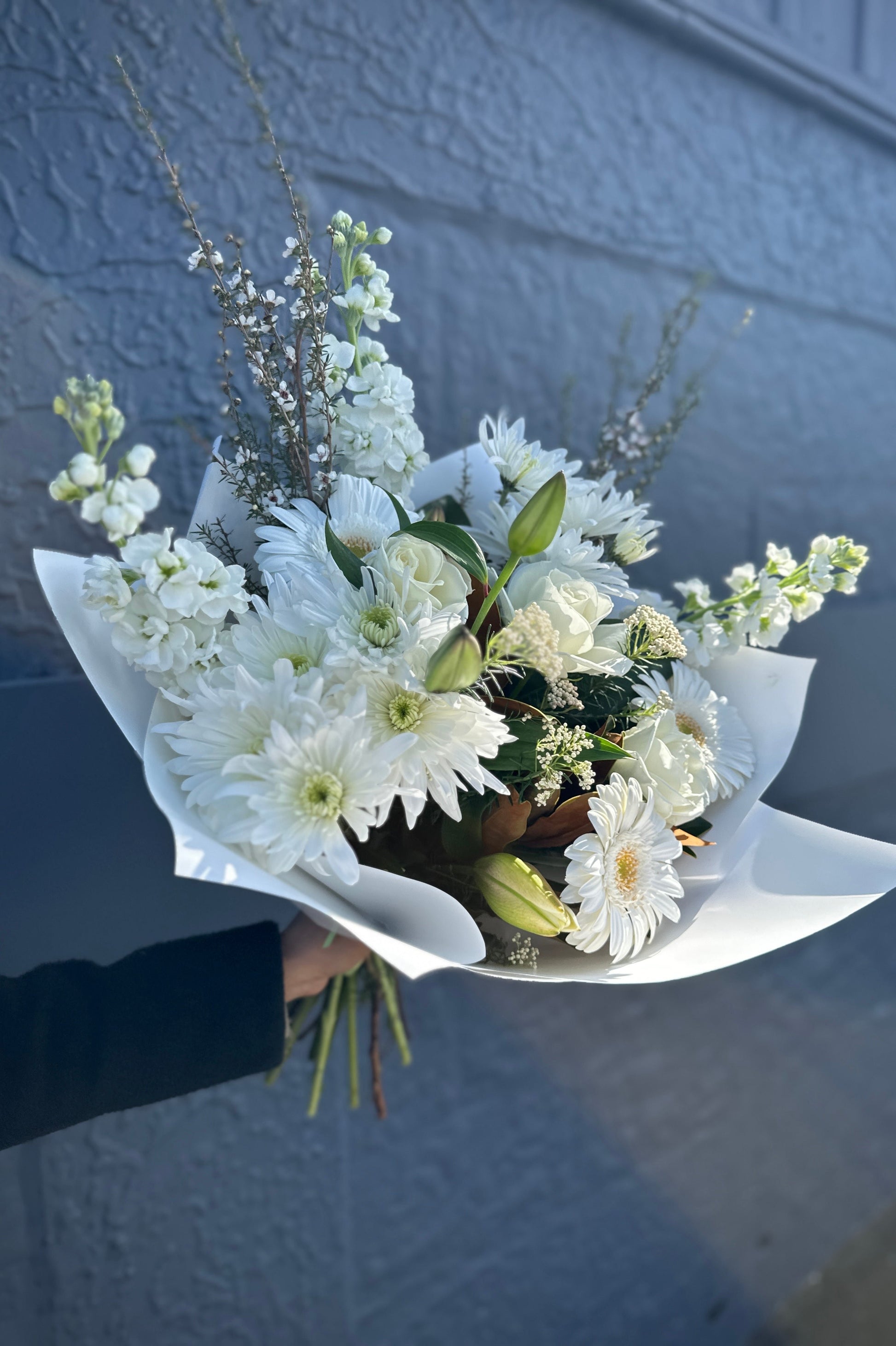 Green and White Bouquet - Side View